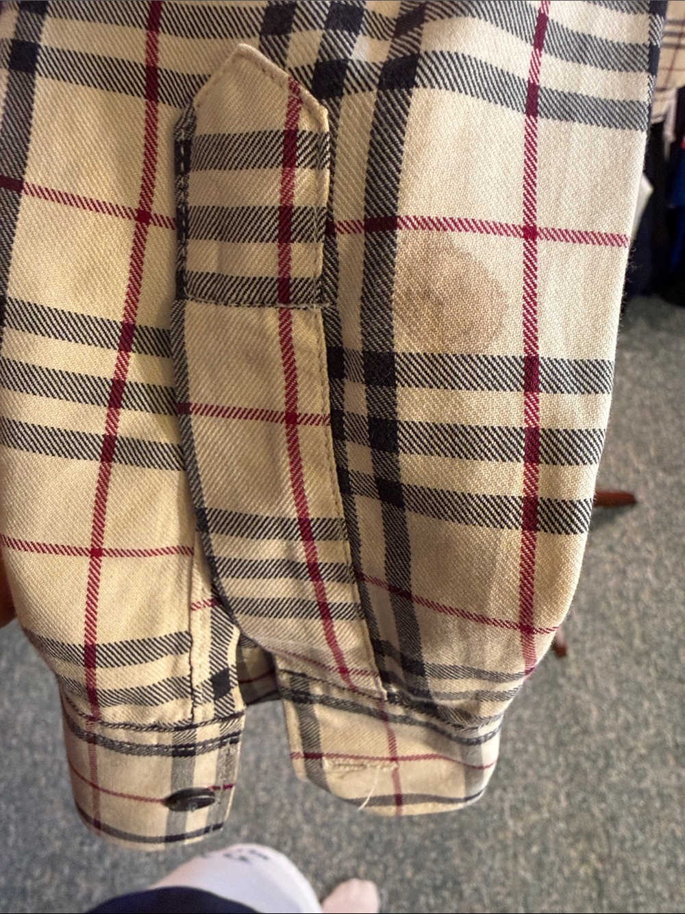 Burberry Classic Beige Plaid Button-Up Shirt - Picture 3 of 5